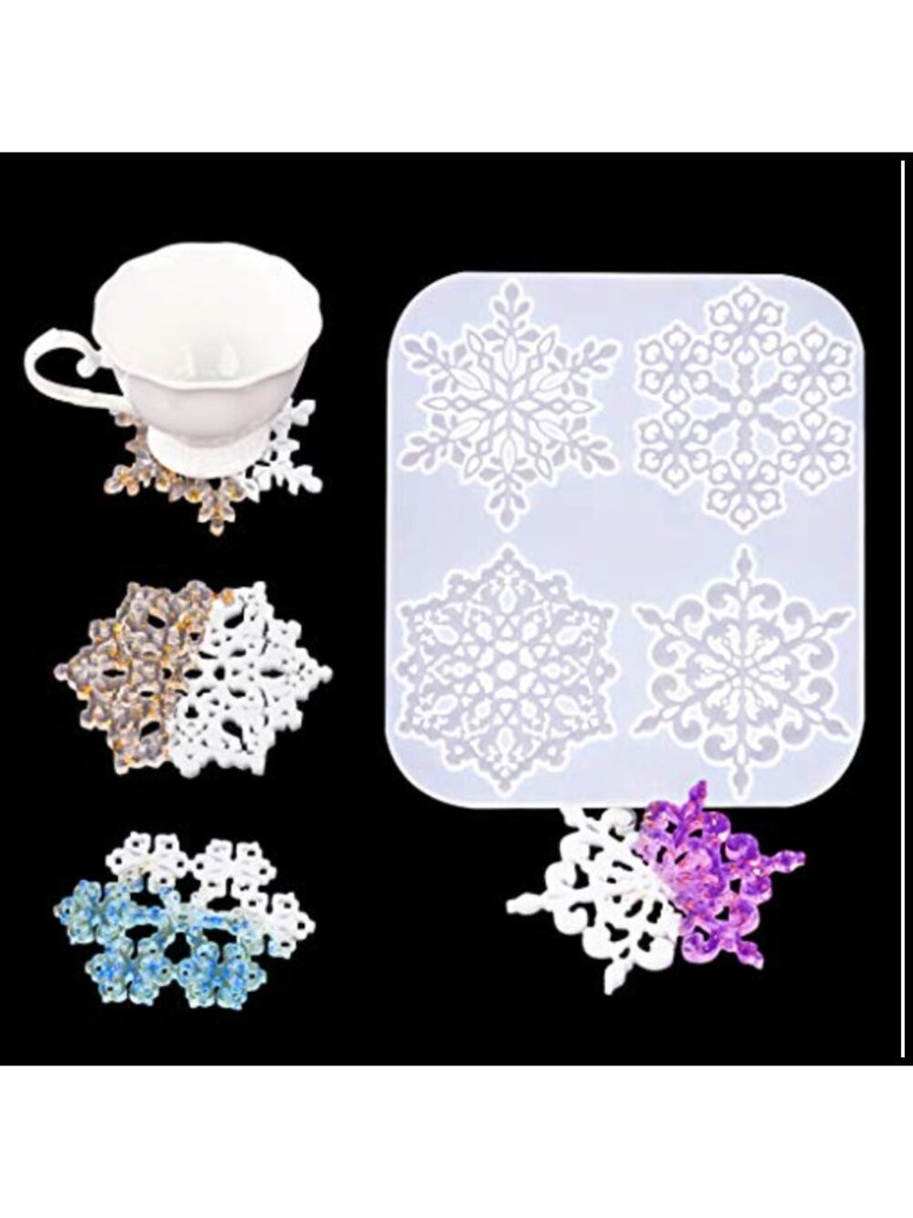 Silicone Snowflake Coaster Resin Mold DIY Craft Window Suncatcher Ornament